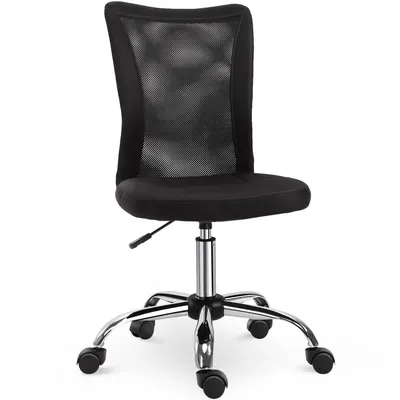 Vinsetto Scaun de Birou Ergonomic Rotativ Fara Cotiere, Inaltime Ajustabila cu 5 Roti Spatar Transpirant, Negru, 43x46x100cm | Aosom Romania