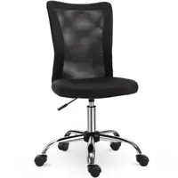 Vinsetto Scaun de Birou Ergonomic Rotativ Fara Cotiere, Inaltime Ajustabila cu 5 Roti Spatar Transpirant, Negru, 43x46x100cm | Aosom Romania