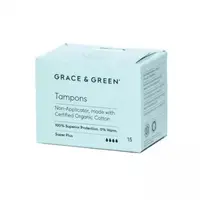 Tampoane din Bumbac Organic fara Aplicator Super Plus, 15 Bucati, Grace and Green