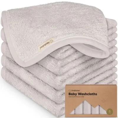 Set prosoape pentru bebeluși KeaBabies - Organic, 6 bucăți, 25,5 x 25,5 cm, bej