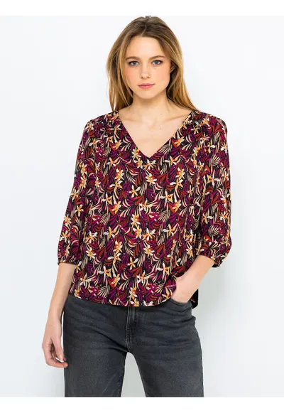 Bluza florala cu maneca trei sferturi
