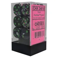 Set 12 Zaruri Chessex Brush d6 Dice 16mm - Paintball/Verde
