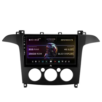 Navigatie Ford S-MAX (2006-2015) Clima Manuala, Android, Z-Octacore 8GB RAM + 256GB ROM, 9 Inch - AD-BGZ9008+AD-BGRKIT124