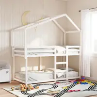 Gossi acoperis pat de copii, alb, 203x80,5x142 cm, lemn masiv de pin