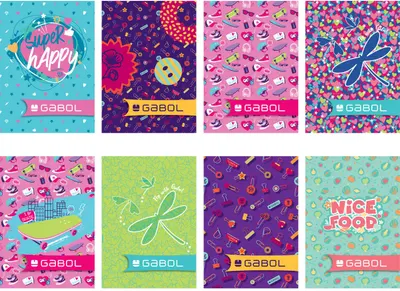 Set de 10 caiete Gabol - A5, 40 coli, randuri late, pentru fete, sortiment