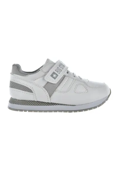 Pantofi sport cu inchidere velcro si imprimeu logo - Gri deschis