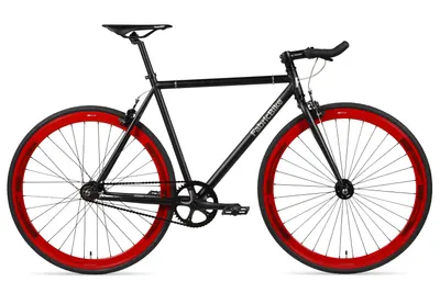 Original - Bicicletă fixie Hi-Ten oțel 28". Black/Red