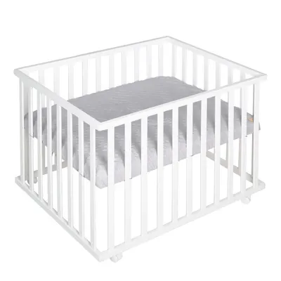Țarc pentru copii alb cu roți 100x75 cm Style – Roba