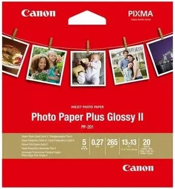 Hârtie fotografică Canon - Plus Glossy II PP-201, 20 foi, 13x13 cm
