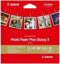Hârtie fotografică Canon - Plus Glossy II PP-201, 20 foi, 13x13 cm