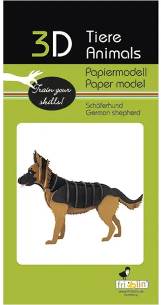 Model 3D din carton pentru asamblare Fridolin - Ciobănesc german