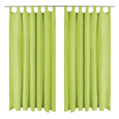 vidaXL Draperii micro-satin cu bride, 2 buc, 140 x 245 cm, verde