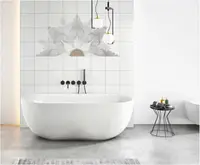 Cada baie freestanding ovala 169 x 73 cm cu instalatie completa, alba, Florida, Aura