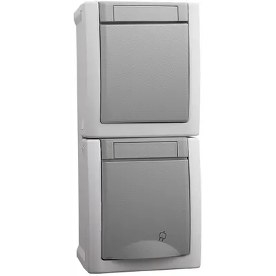 Priza schuko&intrerupator IP54 Pacific Panasonic gri