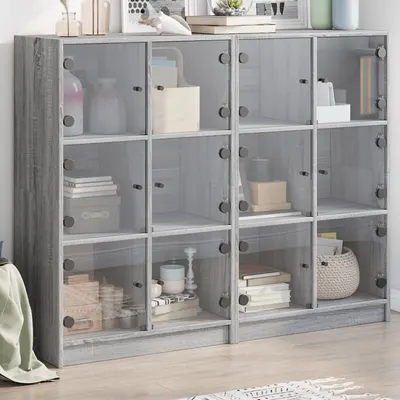 vidaXL Bibliotecă cu uși gri sonoma 136x37x109 cm lemn compozit