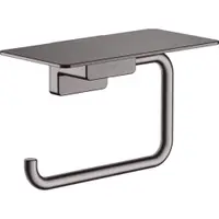 Suport hartie igienica cu polita, culoare crom negru periat Hansgrohe AddStoris 41772340