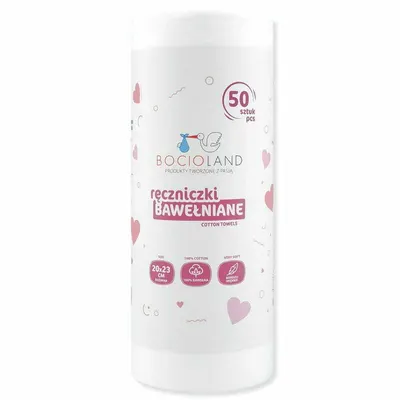 Set 50 bucati prosopele, Bocioland, Pe rola, Din bumbac, Hipoalergenice, Biodegradabile, 23x20 cm, White