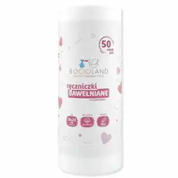 Set 50 bucati prosopele, Bocioland, Pe rola, Din bumbac, Hipoalergenice, Biodegradabile, 23x20 cm, White