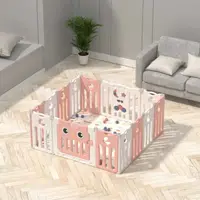 Gard pentru bebeluși Feelkids - Bufniță roz, 143 x 143 x 63 cm