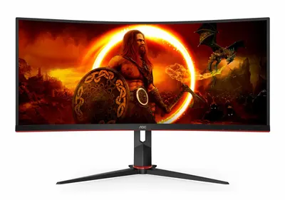 Monitor Gaming AOC CU34G2XP, 34", 3440 x 1440 pixeli, Black, Red, 3 ani Garantie