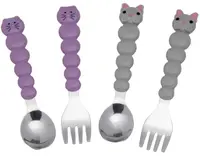 Set de tacâmuri Melii - Oțel inoxidabil, 12luni +, Cat & Bulldog