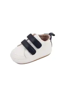 Pantofi Sport Cu Barete Negre - Casual - Piele ecologica - Baieti - Velcro - Alb