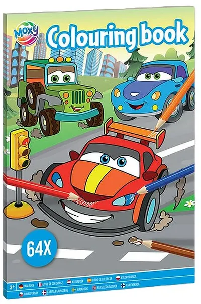 Carte de colorat Moxy - Mașini, A4, 64 pagine