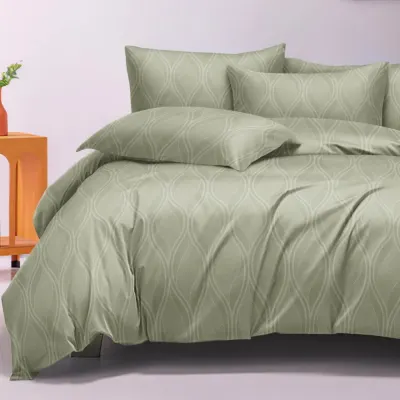 Lenjerie pat dublu, Finet model elegant, 6 piese, Verde Kaki
