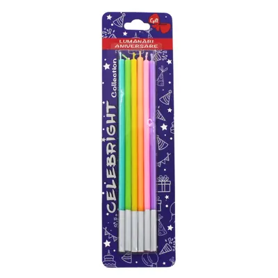 Set 5 lumânări tort Ginza, curcubeu Celebright 14.5cm