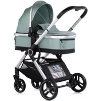 Carucior 3 in 1 pentru copii Chipolino Euphoria Matcha cu suspensii, sezut reversibil, accesorii, greutate suportata 22 kg