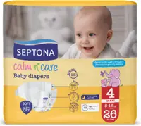 Scutece pentru bebeluși Septona - Calm n’ Care, Maxi Nr. 4, 8-13 kg, 26 bucăți