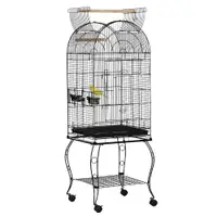 Colivie pentru pasari, voliera pentru papagali, canari, perusi, cu roti metalice, negru 51x51x153cm PawHut | Aosom Romania
