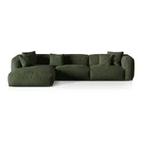 Colțar modular verde cu tapițerie din catifea (cu colț pe partea stângă/cu șezlong) Martina – Micadoni