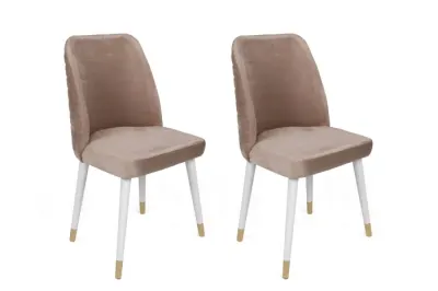 Set 2 scaune HUGO, bej + alb + auriu, 50x49x90 cm