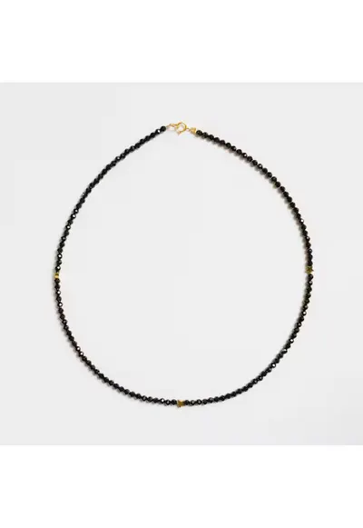 Colier handmade - realizat din pietre semipretioase spinel - stele din hematit - accesorii argint925