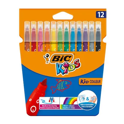 Carioci, 12 culori/set, ultralavabile, Kid Couleur Bic
