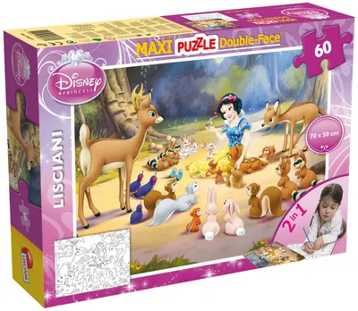 Puzzle cu două fețe Lisciani de colorat din 60 piese - Albă ca Zăpada