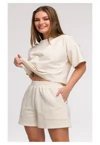 Pantaloni scurti cu buzunare - - Ecru