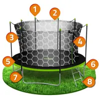 Trambulina de gradina pentru copii Neo-Sport Comb 374cm 12FT,cu Scara si Plasa interioara, Stalpi metalici cu protectie din burete, Intrare cu fermoar si catarama, Covoras impermeabil flexibil, Sarcina maxima 150kg