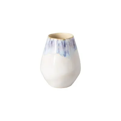 Vază albă/albastră din gresie pictată manual (înălțime 15 cm) Brisa – Costa Nova