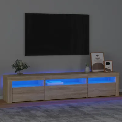 vidaXL Comodă TV cu lumini LED, stejar sonoma, 195x35x40 cm