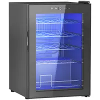 HOMCOM Frigider pentru Vinuri de 20 Sticle cu Temperatură Unică 5-18°C, Geam Anti-UV și Rafturi Reglabile, 43x45x64 cm, Negru | Aosom Romania