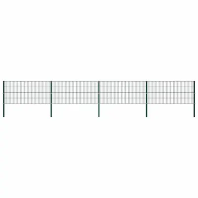 vidaXL Panou de gard cu stâlpi din fier, verde, 694,5x80 cm