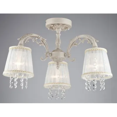 Candelabru Elegant Omela,3 becuri dulie E14, 230V,D.54cm, H.36 cm,Alb-auriu