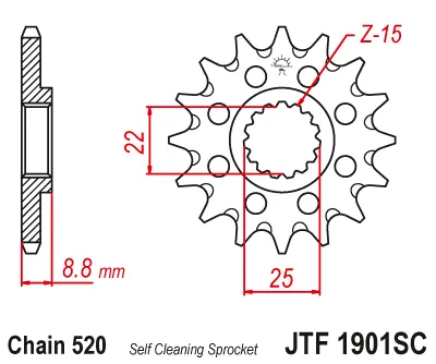 JT - Pinion MX (fata) JTF1901SC, 14 dinti - KTM EXC SX SX-F