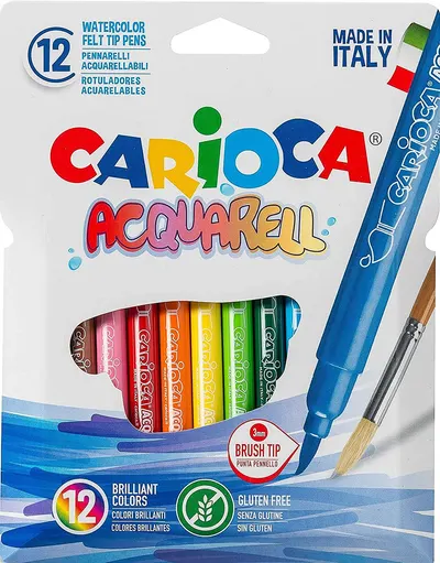 Set carioci cu pensula Carioca Acquarell - 12 culori
