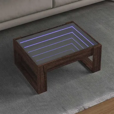 vidaXL Măsuță de cafea cu LED infinity, stejar maro, 70x53x30 cm