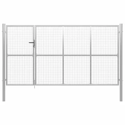 vidaXL Poartă de grădină din oțel 350x175 cm argintie