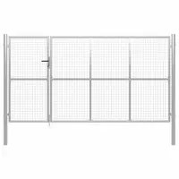 vidaXL Poartă de grădină din oțel 350x175 cm argintie