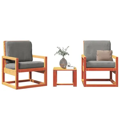 vidaXL Set mobilier grădină, 3 piese, maro ceruit, lemn masiv pin
